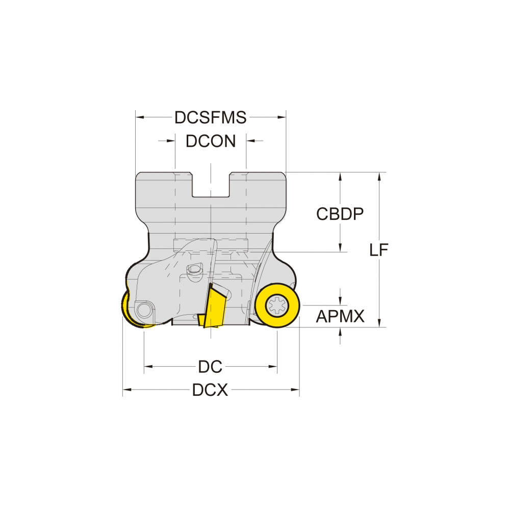 Корпус фрезы со сменными пластинами NC-RP1204M-D050-A22-Z04-H