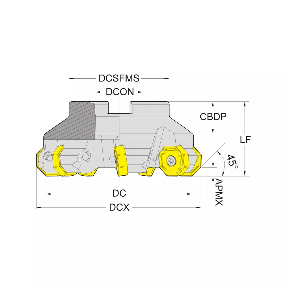 Корпус фрезы со сменными пластинами NC-ON0806-D125-B40-Z08
